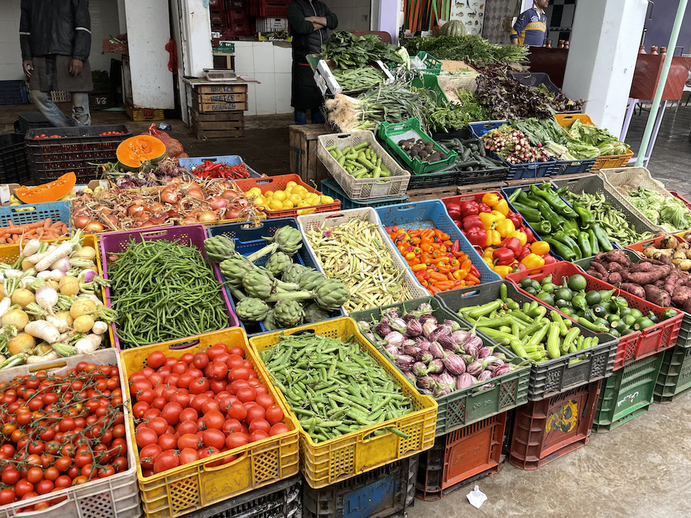 カサブランカのCentral Marketplaceの様子-野菜屋
